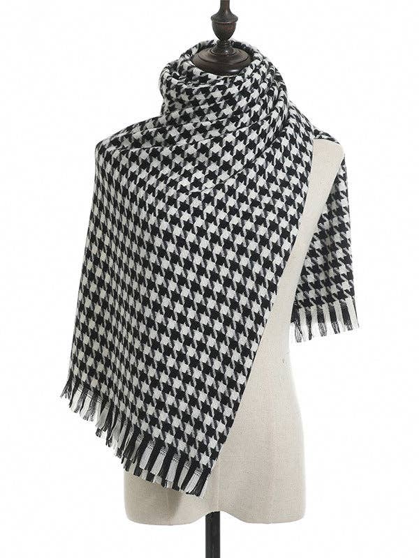 VividLux - Wholesale Scarf - Women's - Fringed Houndstooth Keep Warm Shawl&Scarf12
