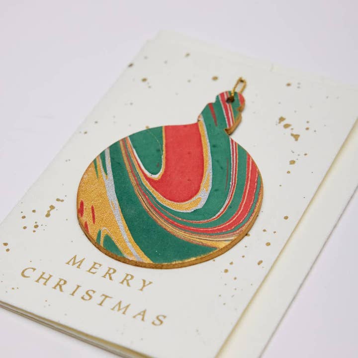 Paper Mirchi - Wholesale Christmas Card - Keepsake Marble Ornament Greeting Card - Bauble Festive Mix4