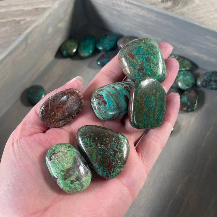 Pierres ovales plates en chrysocolle polies – Vrac 1 LB | Vente en gros pour la vente par Keystone Crystals