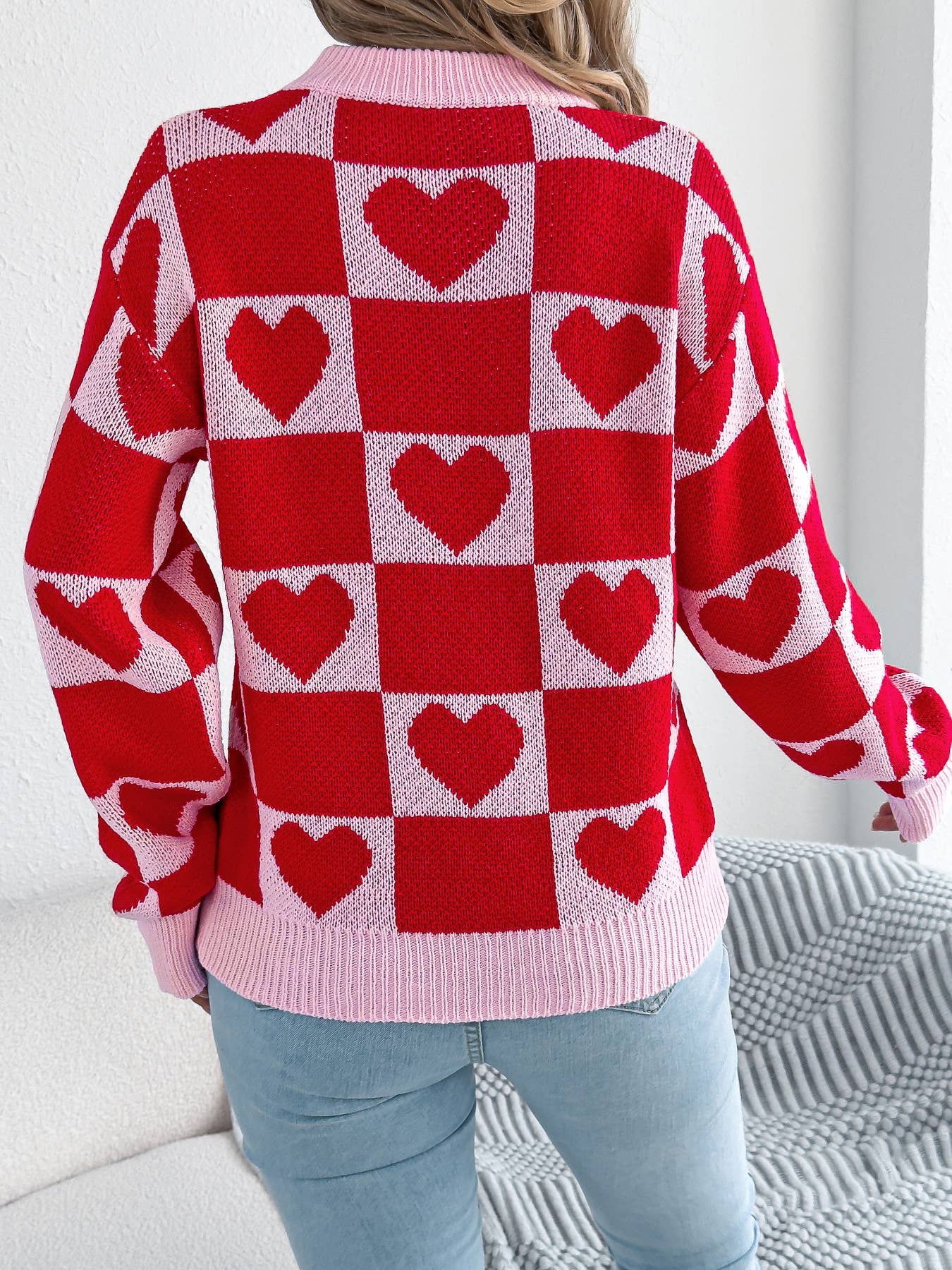 Hope & Sunshine - Wholesale Knit Sweater - Women's - Valentine's Day Lantern Sleeve Sweater1