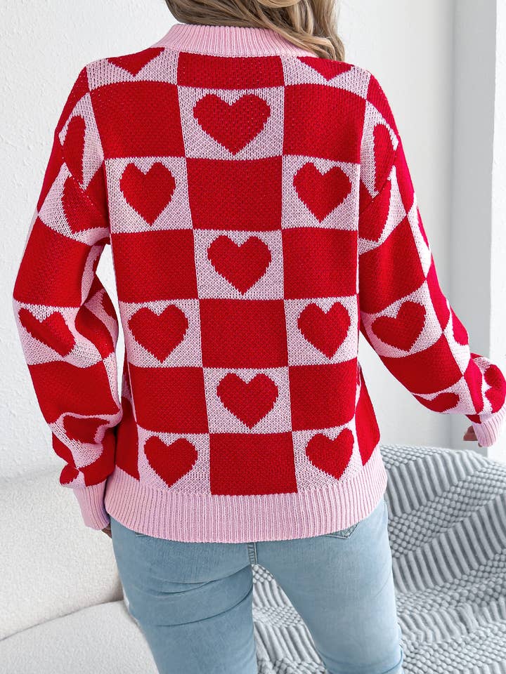 Hope & Sunshine - Wholesale Knit Sweater - Women's - Valentine's Day Lantern Sleeve Sweater1