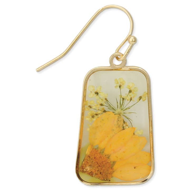 ZAD - Wholesale Dangle Earrings - Cottage Floral Dried Sunflower Earring