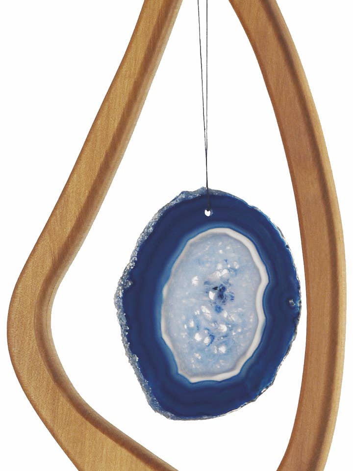 Fensterschmuck Harfe mit blauer Achatscheibe für den Großhandel von Sternengasse GmbH