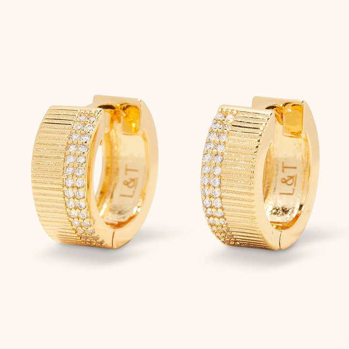 Orecchini a cerchio placcati in oro 18K Seline per la vendita all'ingrosso da parte di Lola & Tae