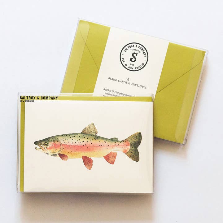 Truite arc-en-ciel - Boîte de 6 cartes de correspondance pour la vente par Saltbox & Company