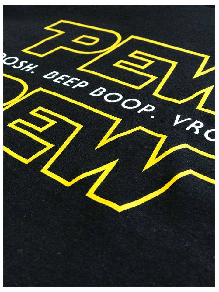 Black Pew Pew Wars Funny Sci-fi Space Star T-Shirt for Geeks for wholesale on Faire3