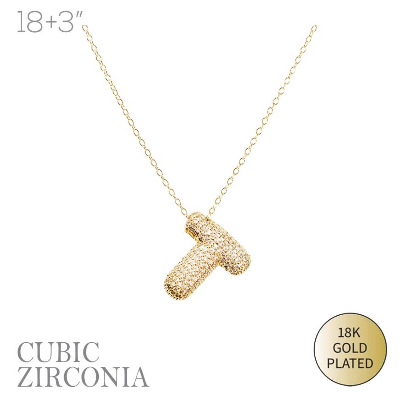 Selini New York - Vente Colliers à pendentif - Collier Initiale Plaqué Or avec Bulles et Cristaux Étincelants11