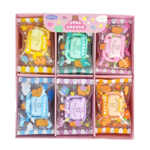 K-Wonderland – wholesale Eraser – CUTE BEAR Soap Eraser - School writing Desk Essencials5
