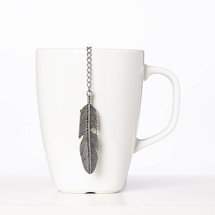 The Traveling Teapot – wholesale Tea strainer/infuser – Loose Leaf Tea Infuser, Feather Charm Ball, Tea Lover Gift