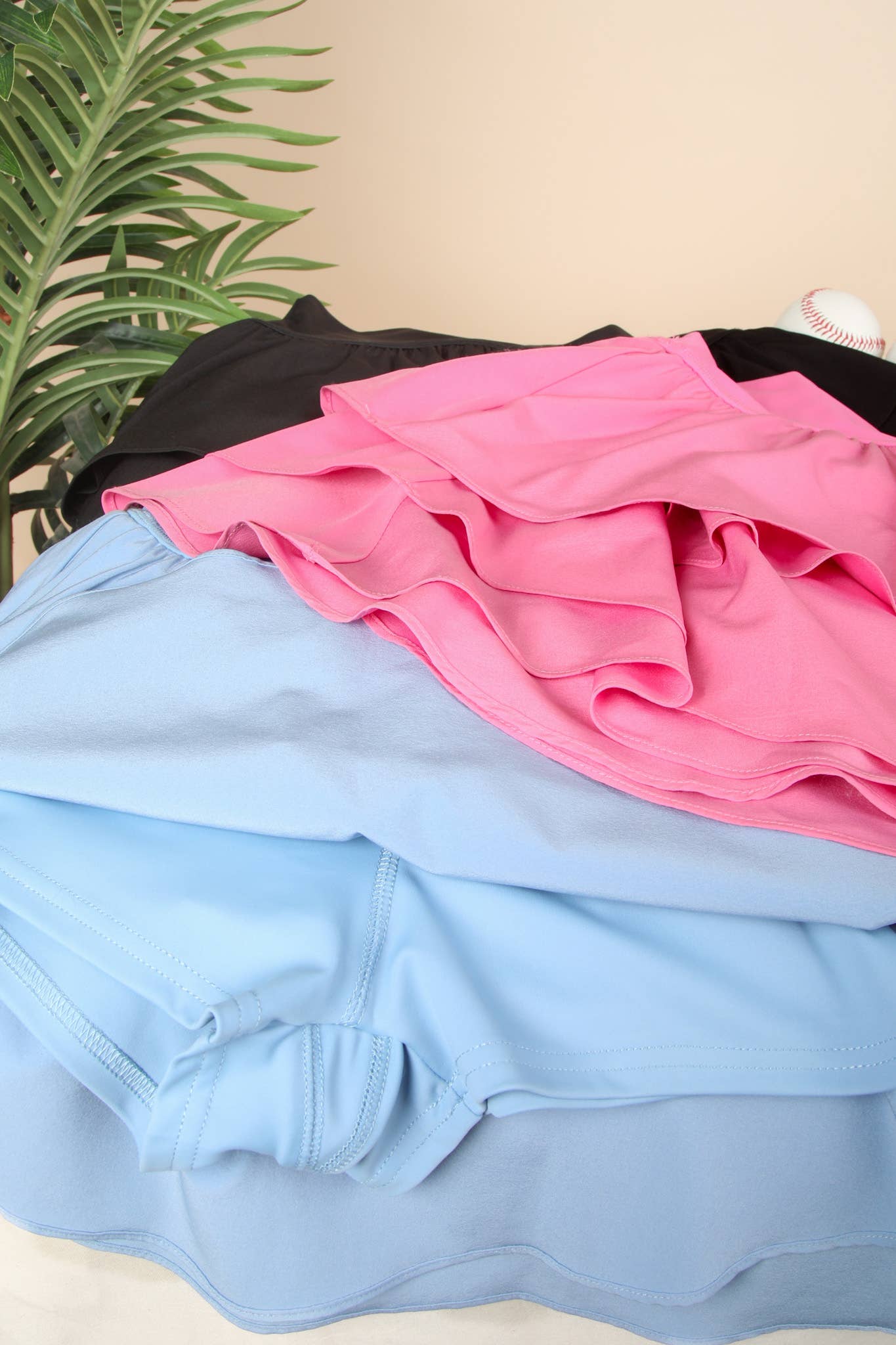 VERY J - Wholesale Athletic Skirt - Women's - NS50131-Riffled Tiered Layers Activewear Skirt with shorts13