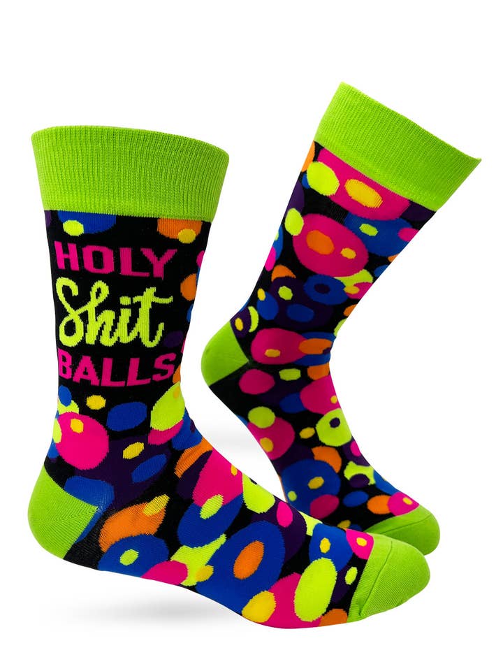 Fabdaz - Wholesale Socks - Men's - Holy Shit Balls Men's Novelty Crew Socks