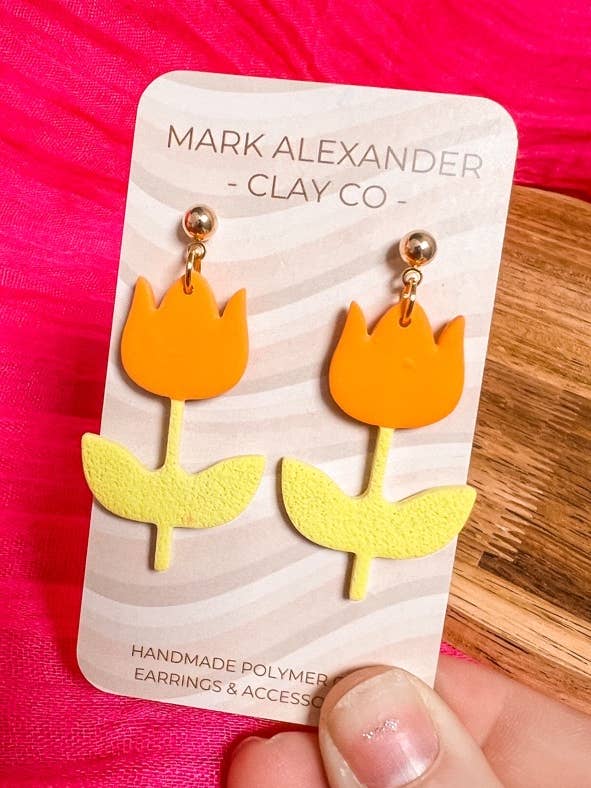 Orangefarbene Tulpen-Anhänger für den Großhandel von Mark Alexander Clay Co
