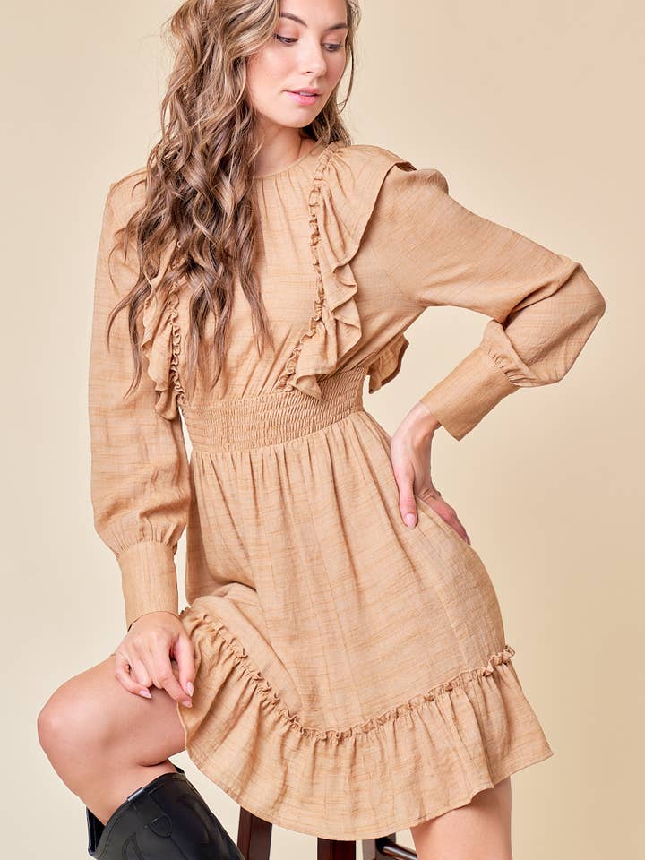 FLÆSE VÆVET KJOLE - 27495D for engroshandel hos Doe and Rae