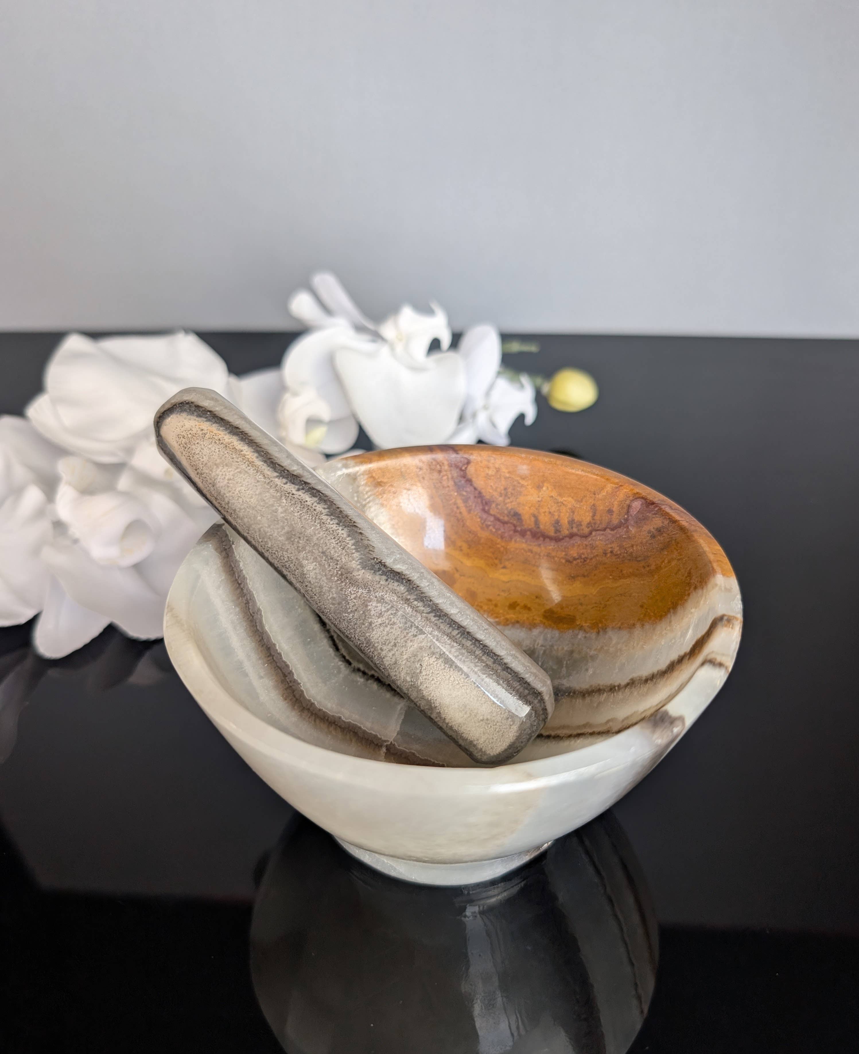 OnyxBowl - Wholesale Mortar & pestle - Hand carved Stone Molcajete, Onyx Mortar and Pestle2