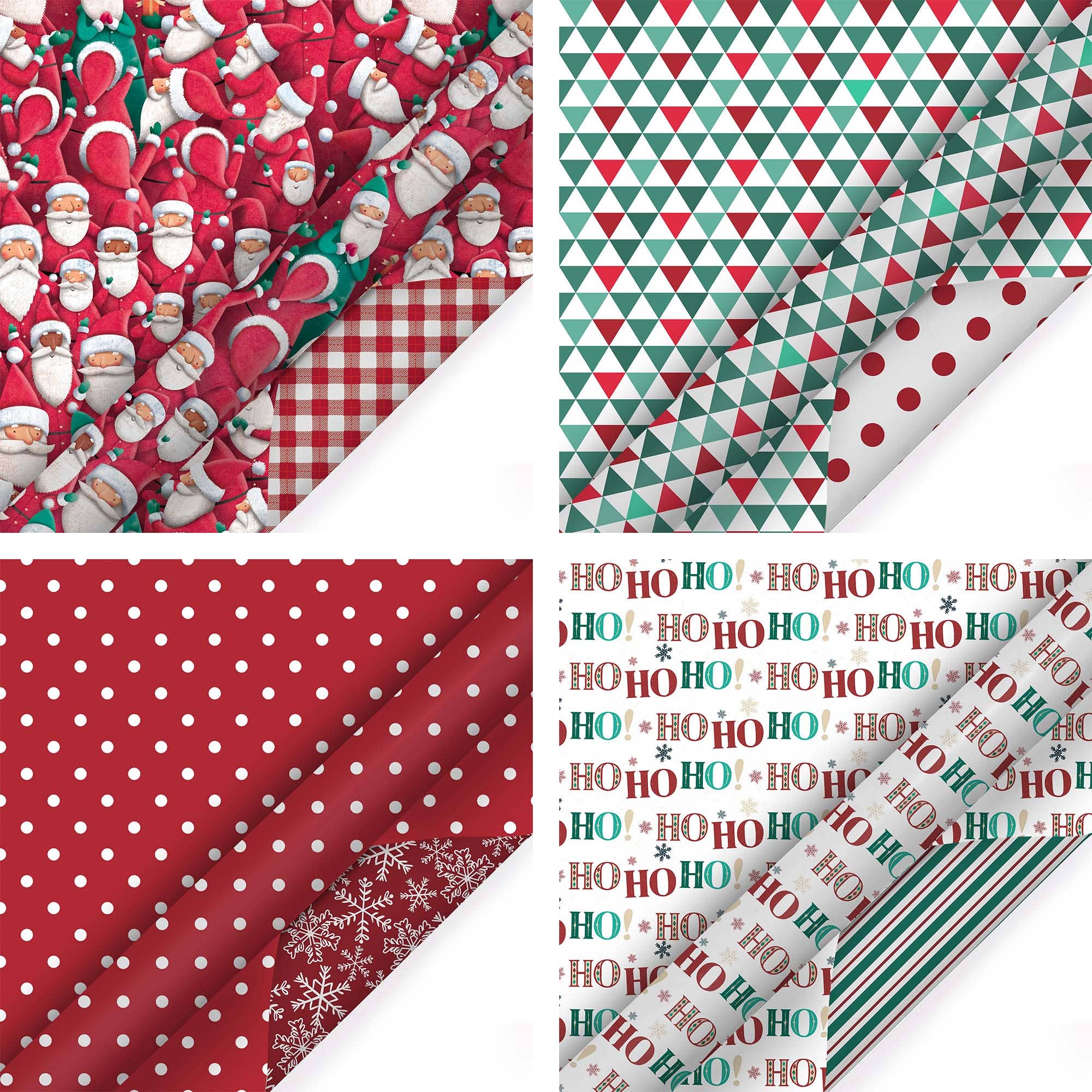 LA Ribbons Wholesale - Wholesale Wrapping Paper Roll - 30" x 10' Holiday Reversible Wrapping Paper Bundle (4-pack) | Joyful Bunch1