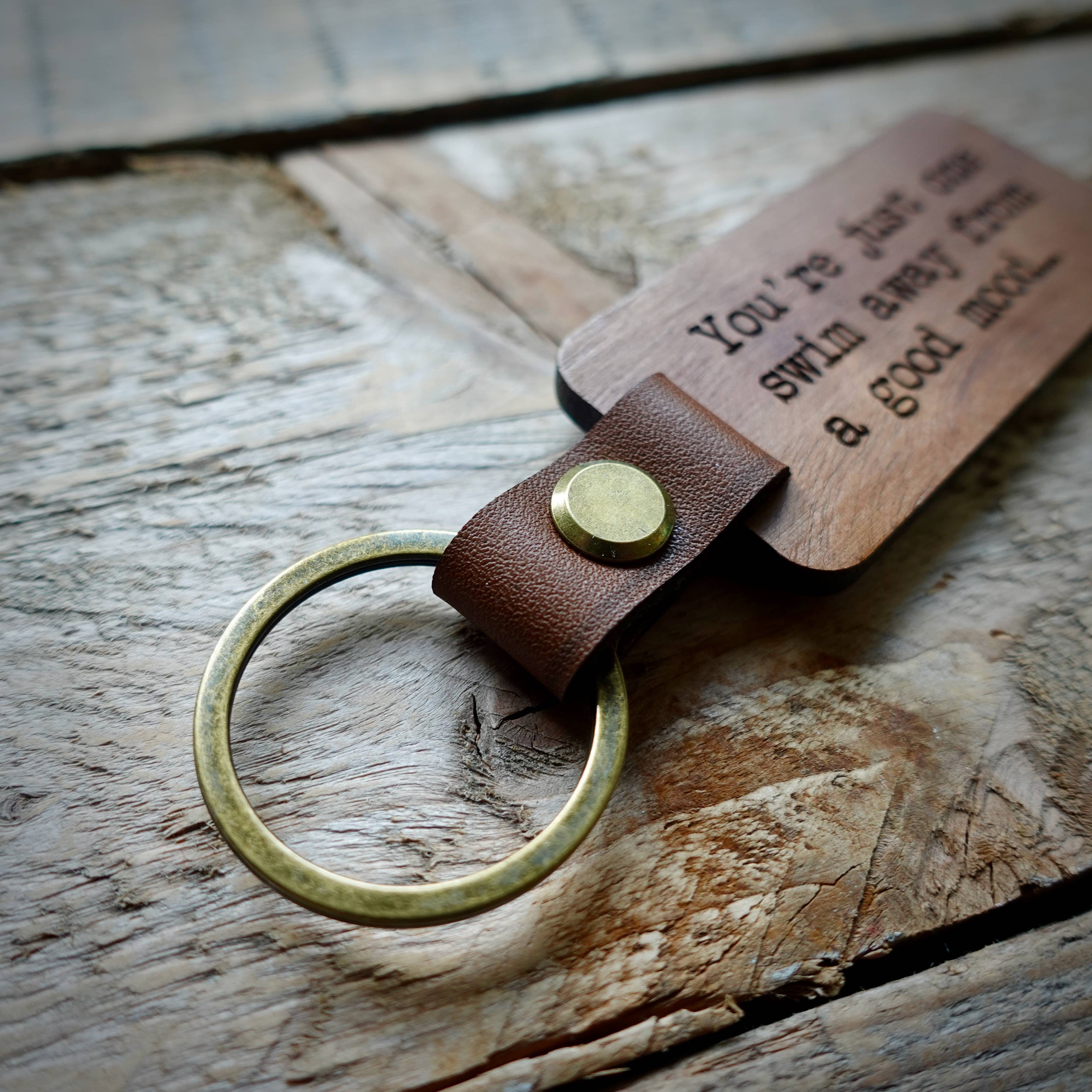 EllieBeanPrints - Wholesale Keychain - Unisex -  You're Just One Swim Away From A Good Mood Wooden Keyring.3