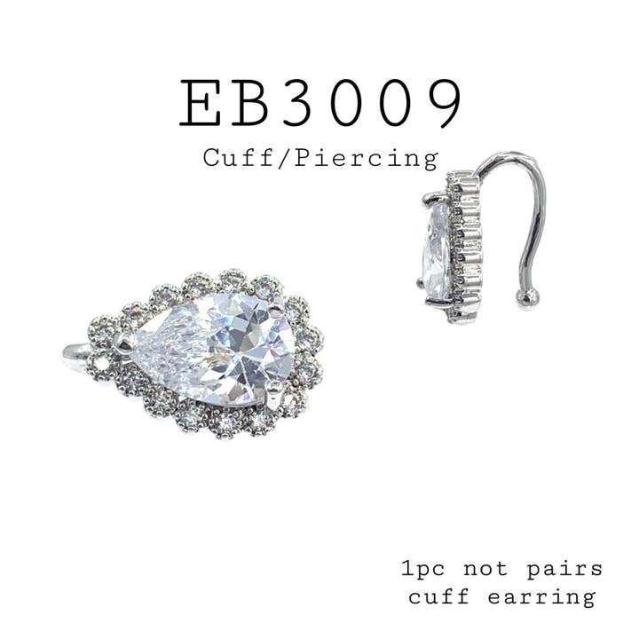 Brincos de latão com punho de zircónia cúbica por atacado de Nisso & Co. NYC Jewelry Wholesale