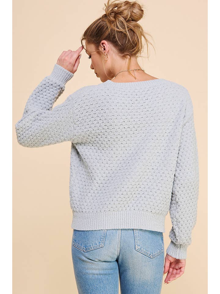 Allie Rose - Wholesale Knit Sweater - Women's - Soft Cloud Pique V Neck Sweater14