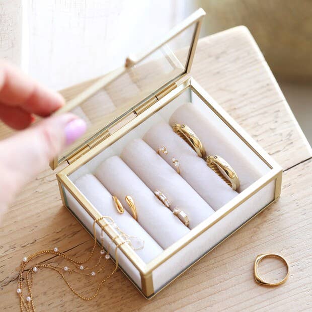 Lisa Angel - Wholesale Jewellery box/organiser - Mini Glass Jewellery Box in Gold1