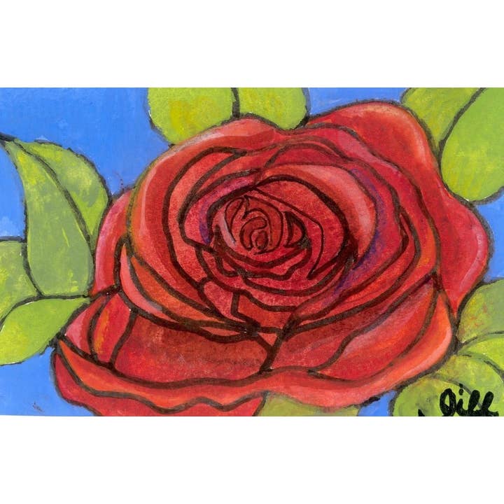 Card #45 Red Rose for wholesale by One Woman's Art by Jill