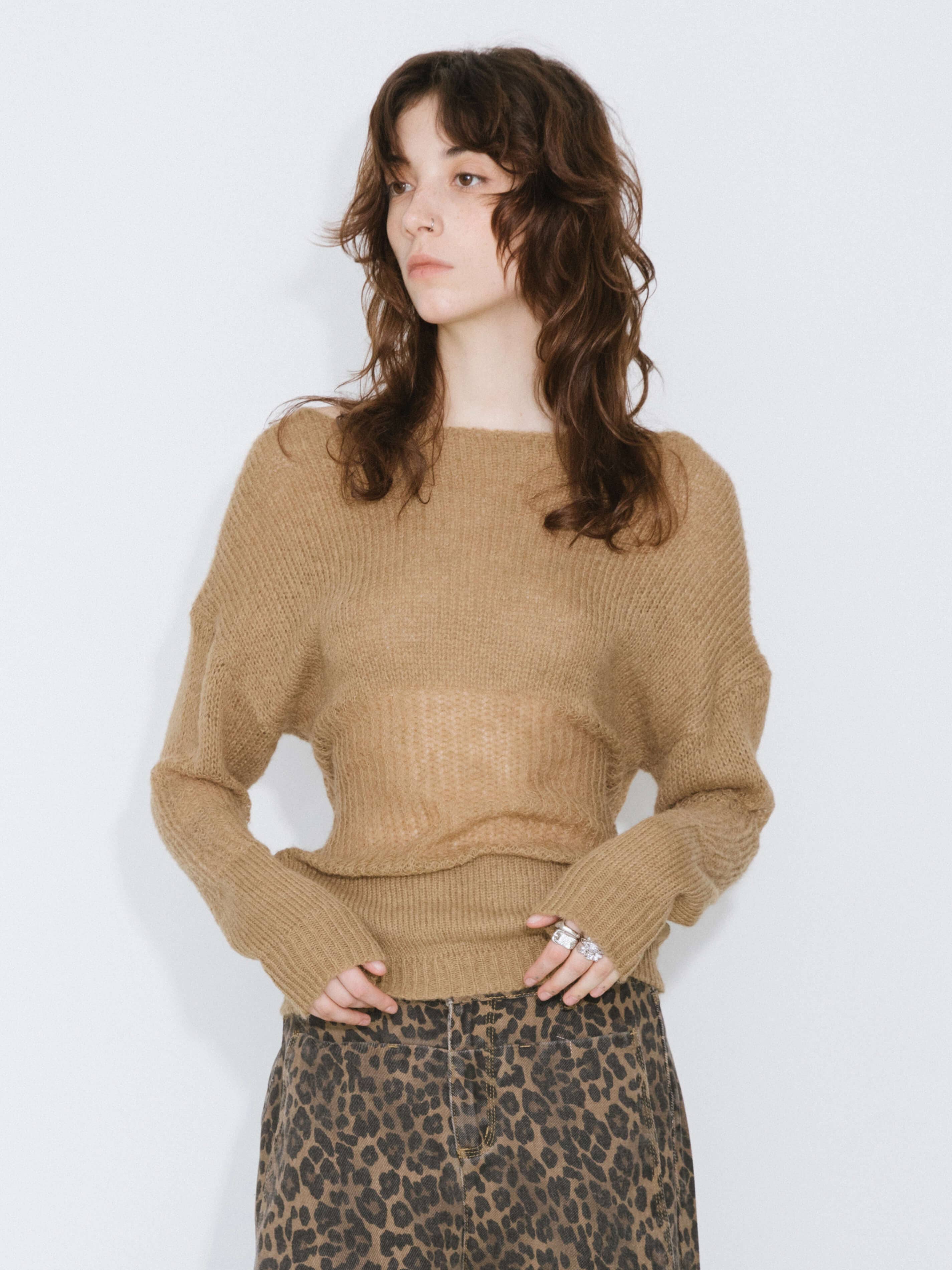 CUBIC - Vendita all'ingrosso Maglione tricot - Donna - Maglione a maniche lunghe con scollo asimmetrico e effetto sovrapposto13