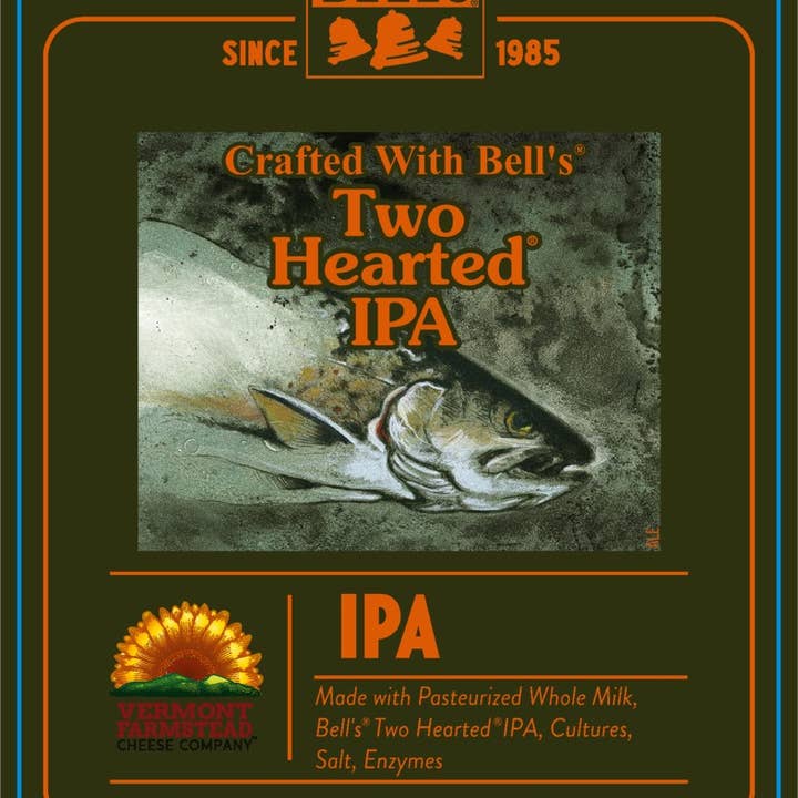 NEW! Bell's Two-Hearted Alehouse Cheddar. for wholesale by Vermont Farmstead Cheese Co.