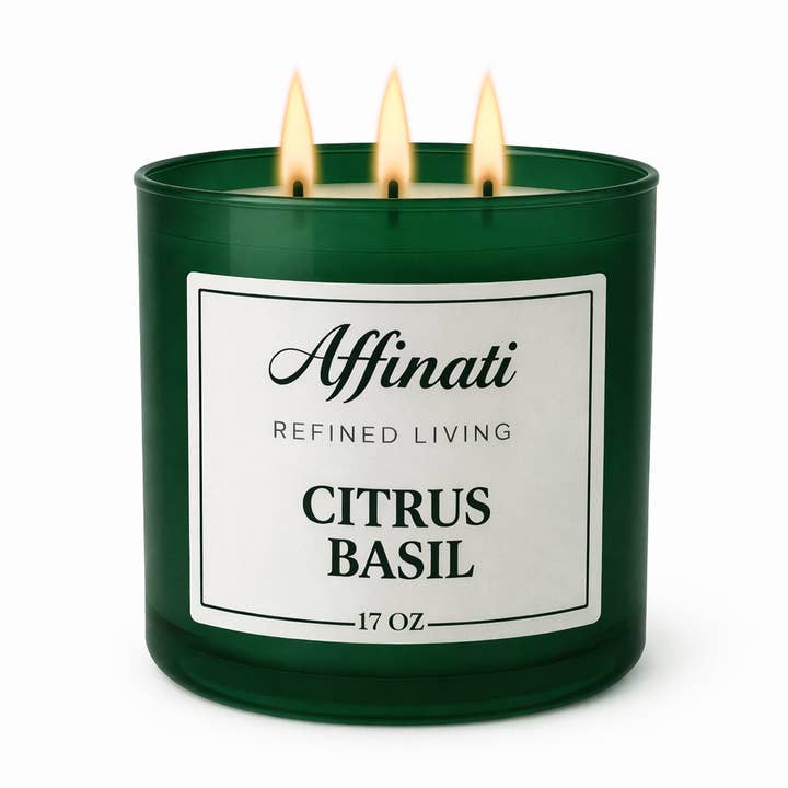 Candela a 3 stoppini al basilico e agrumi per la vendita all'ingrosso da parte di Affinati