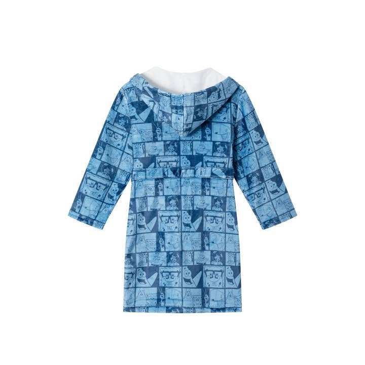 Navy SpongeBob SquarePants™ x Andy & Evan® | Kids (3-12) Spongebob Fleece Robe | Blue Collage for wholesale on Faire