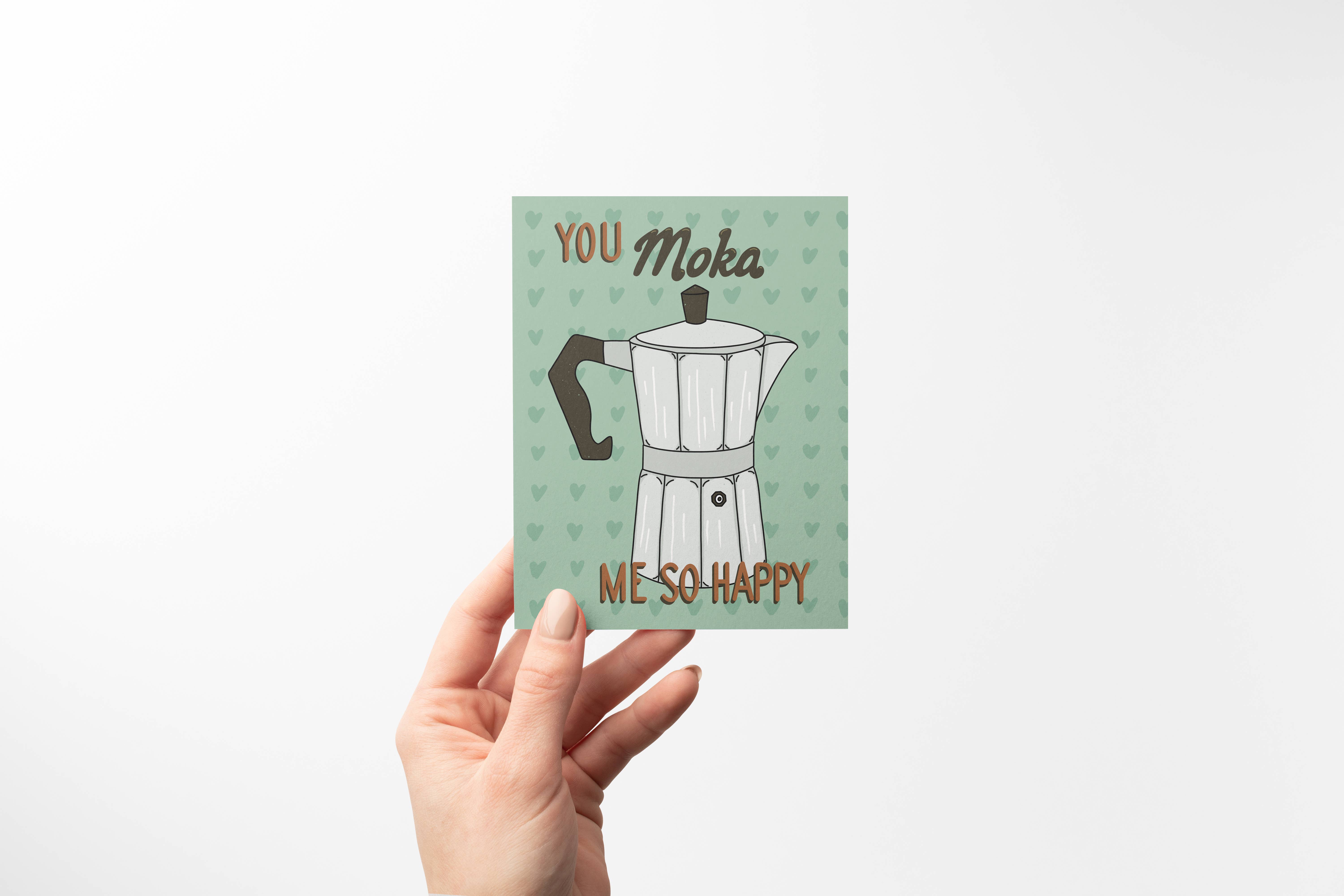 Drawn by Diana - Wholesale Thinking of You Card - Thinking of You Greeting Card - Moka Pot Coffee Pun1