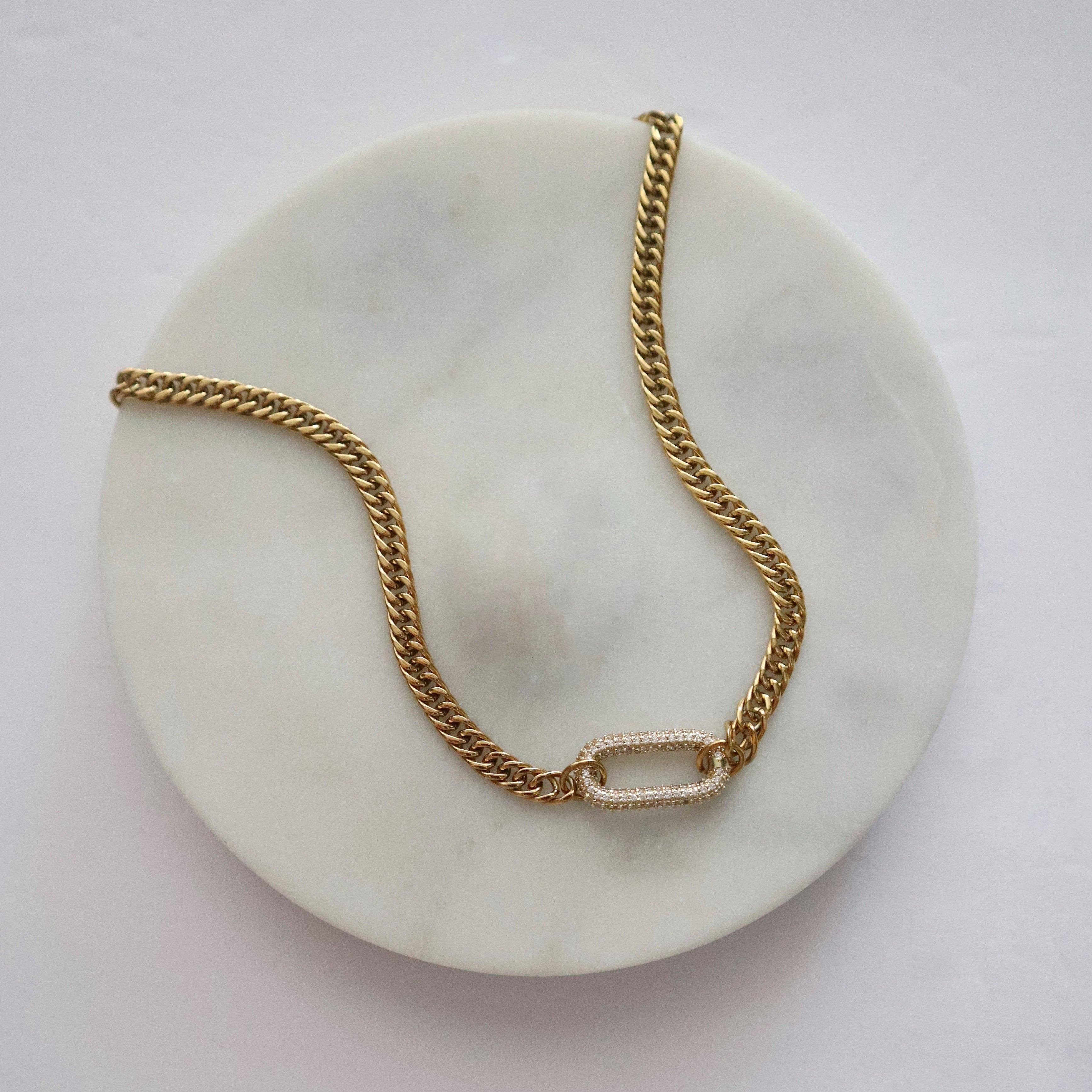 JESSA Jewelry - Wholesale Link & Chain Necklace - Blake Pave Link Chain Choker0