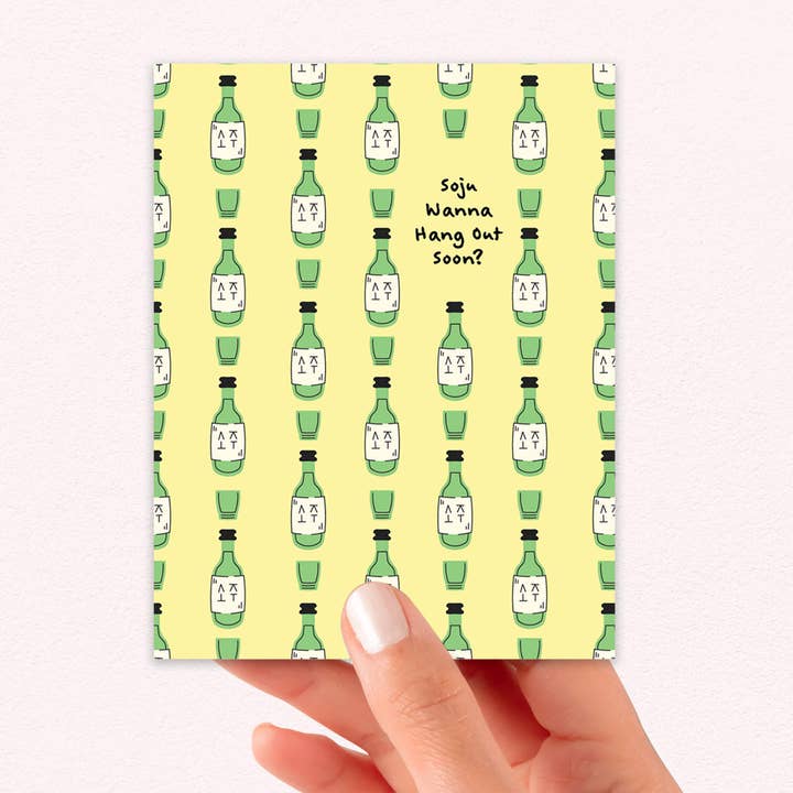 Cute Asian Cards – wholesale Friendship card – Soju Wanna Hang Out | Korean Alcohol Spirit Drinking Friends Asian Card4