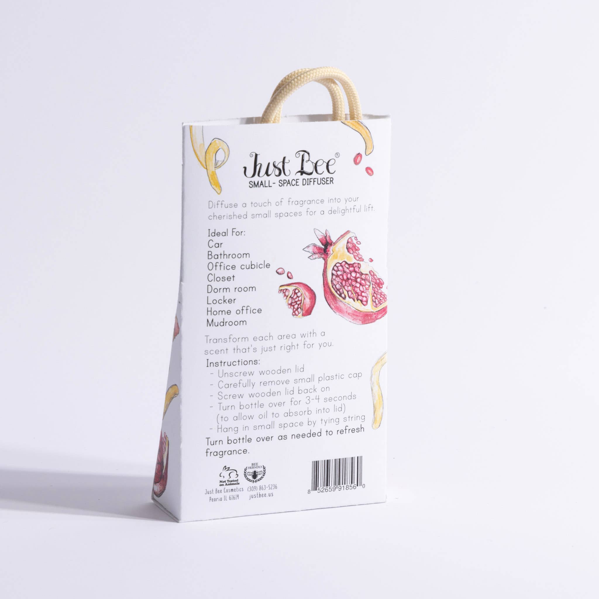 Just Bee – wholesale Reed diffuser – Small-Space Hanging Diffuser - Pomegranate & Lemon Rind1
