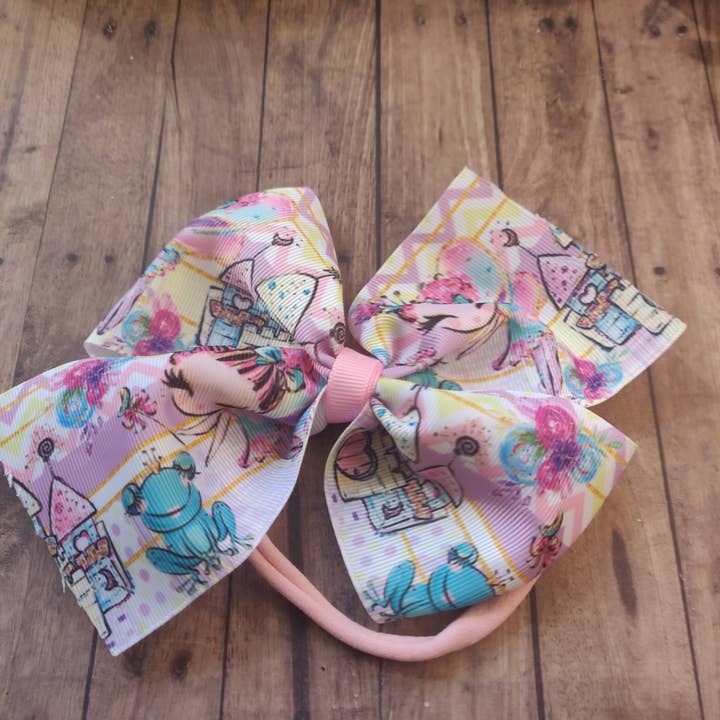 Princess Castle and Frog Headband Bow for wholesale by 3d beauty brand