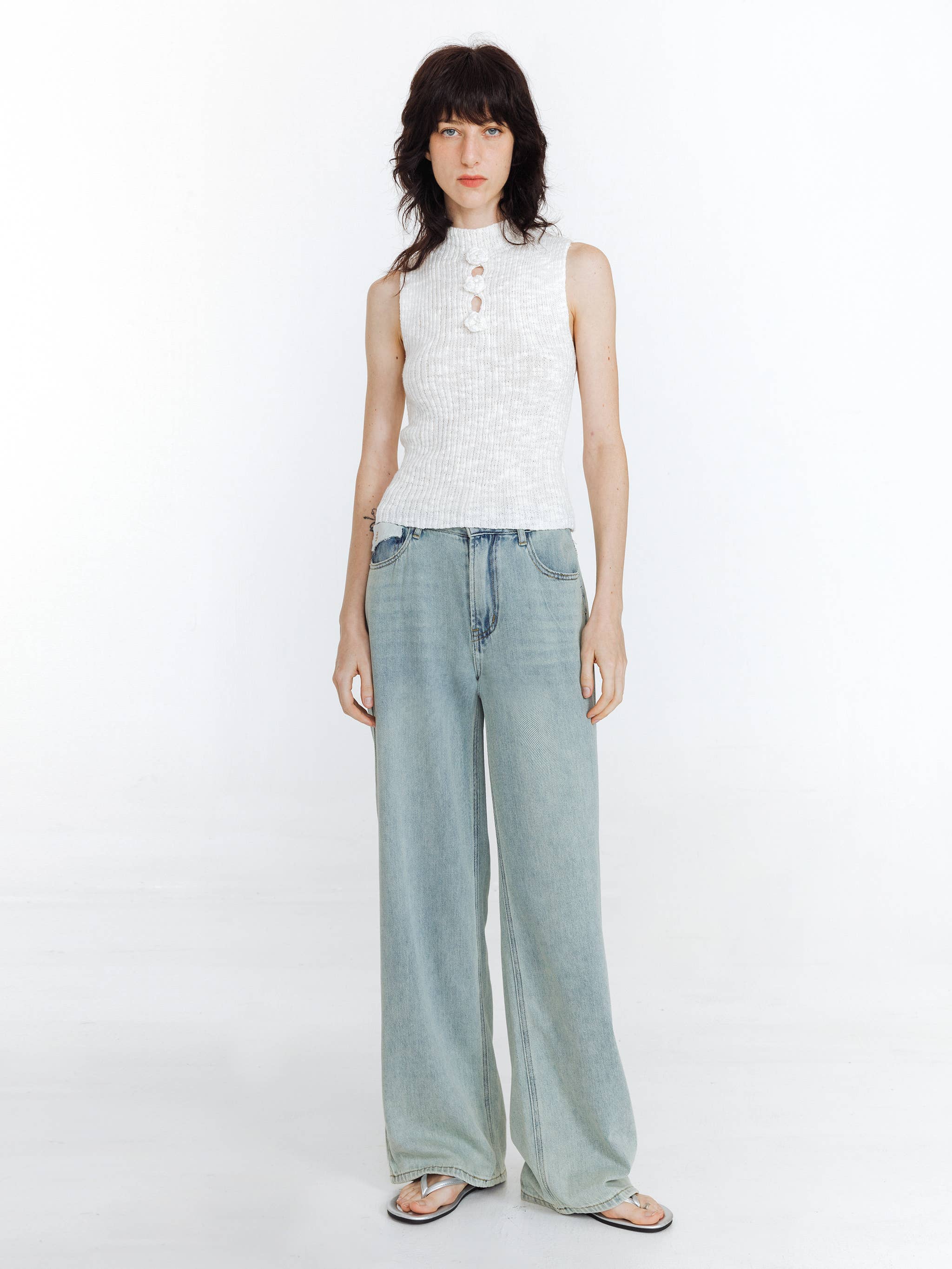 CUBIC - Venta al por mayor Camiseta sin mangas - Mujer - Top de punto sin mangas Flower 3D9