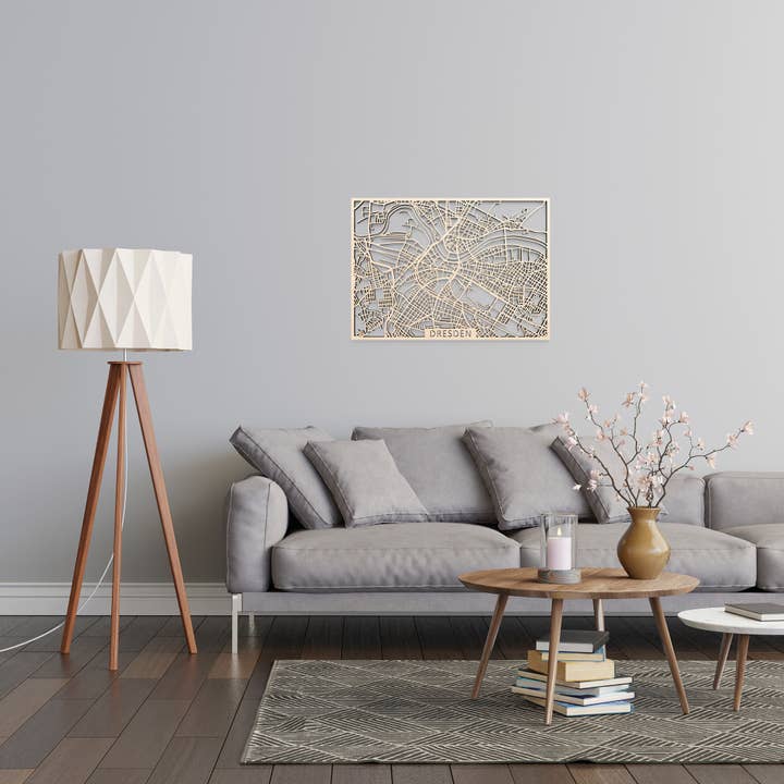 Papurino - Wholesale Wall Accent - Wooden city map, Germany Dresden1