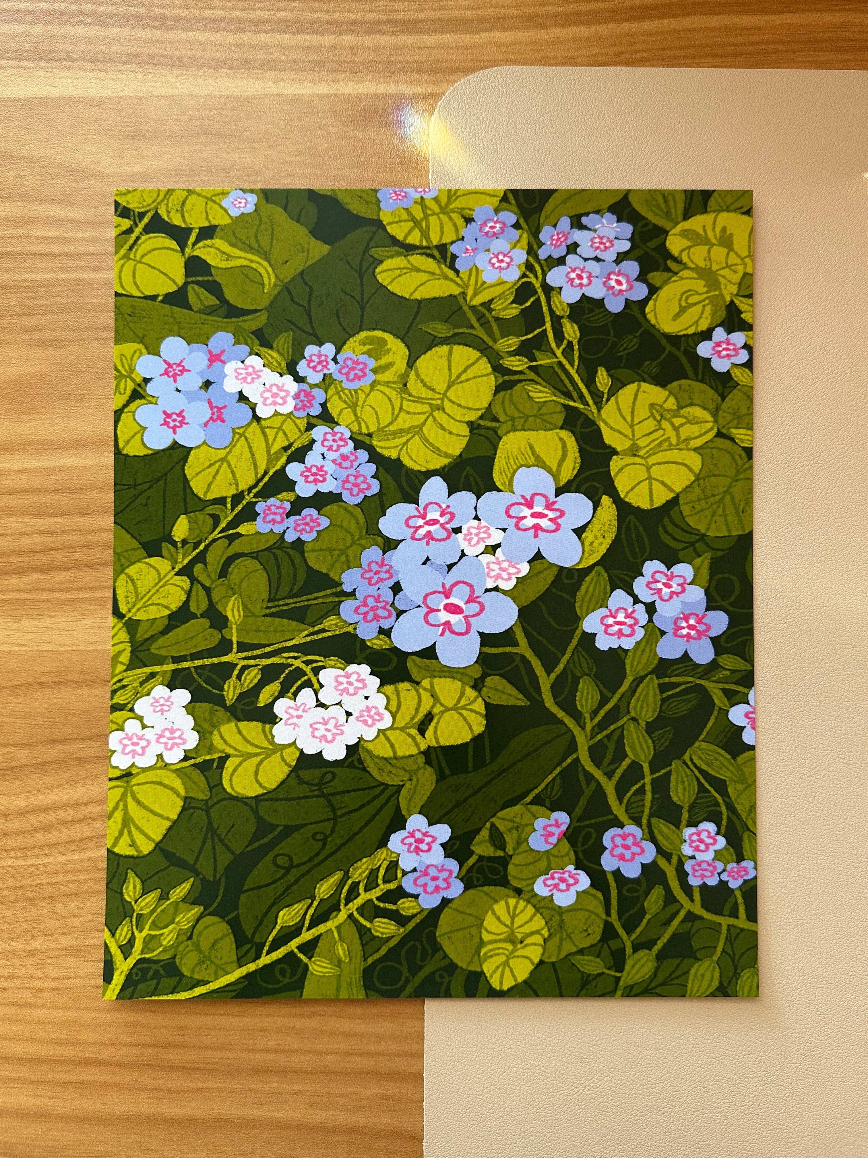 lu bremer design - Wholesale Art Print - "don't forget me" floral plant art print - 8x104