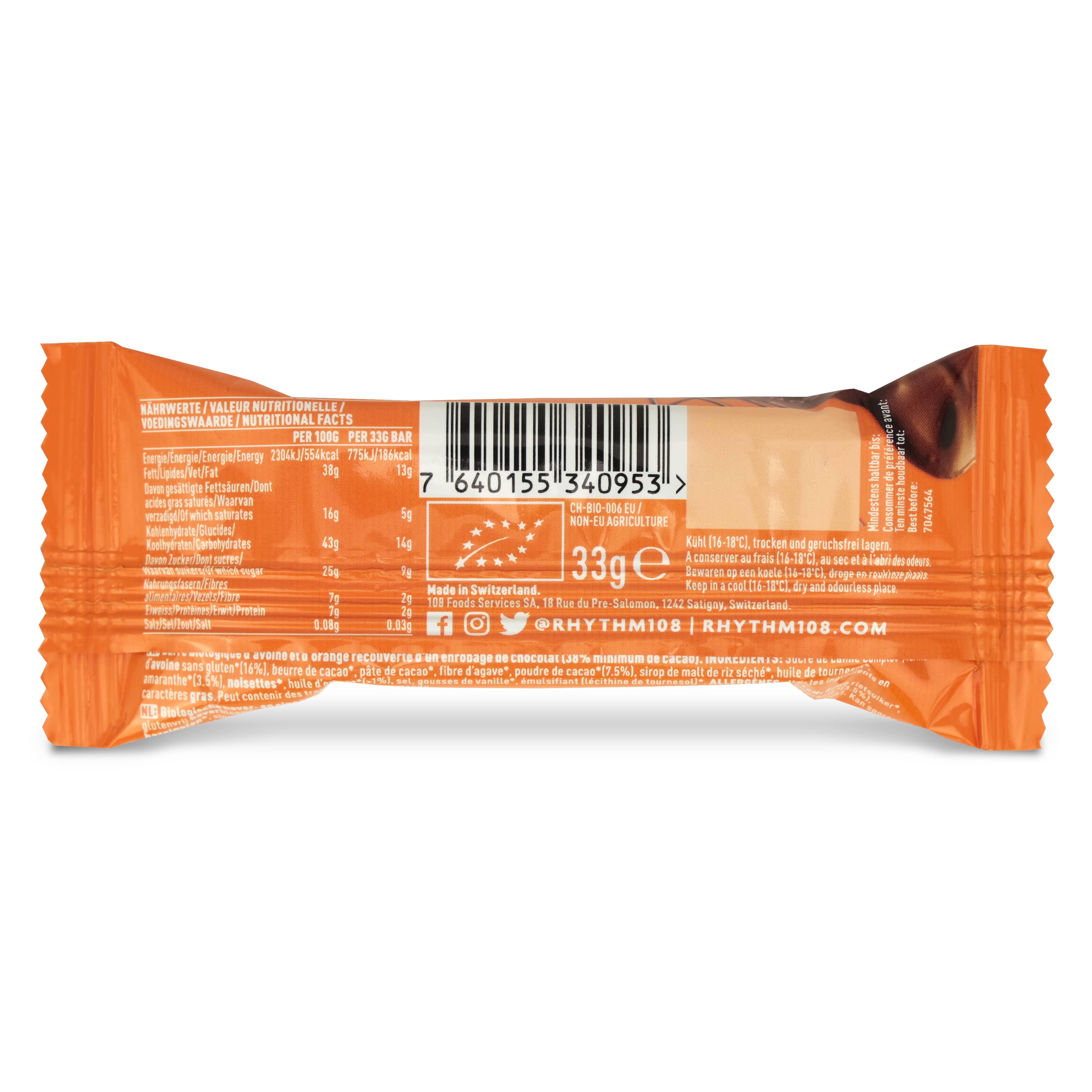 Rhythm108 - Wholesale Chocolate Bar - Vegan Chocolate Orange Bar with M'lk Chocolate 33g6