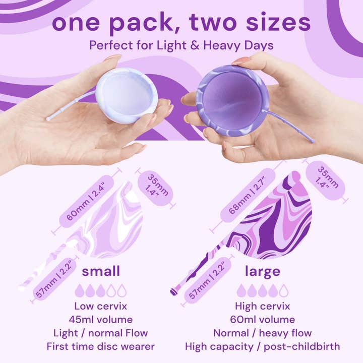 Purple Bodyotics Comfydisc Reusable Menstrual Disc (Pack of 2) for wholesale on Faire