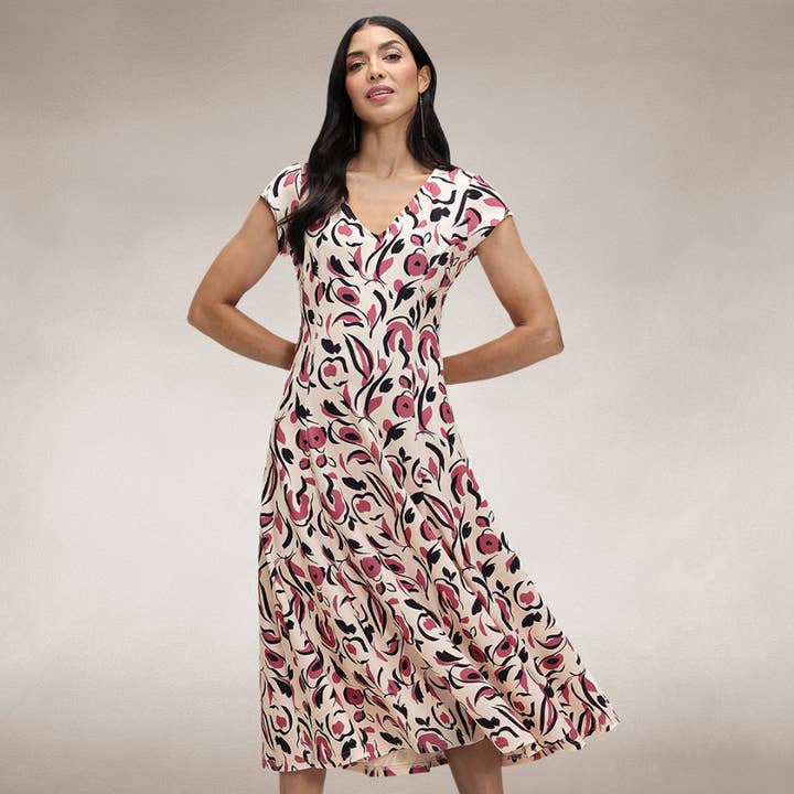 A Line Midi Dress with Cap Sleeves for wholesale by HotSquash