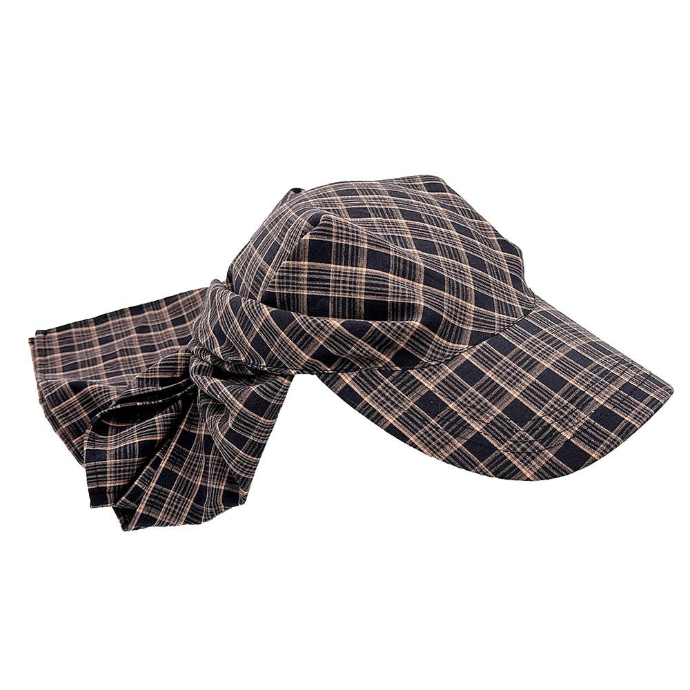 Sensibling Corp. - Wholesale Baseball Cap - Women's - Plaid Bow Back Scarf Baseball Cap1