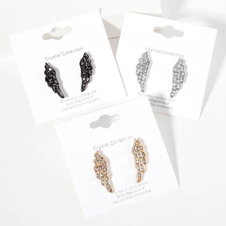 Sensibling Corp. - Wholesale Stud/Post Earrings - Crystal Wing Stud Earrings