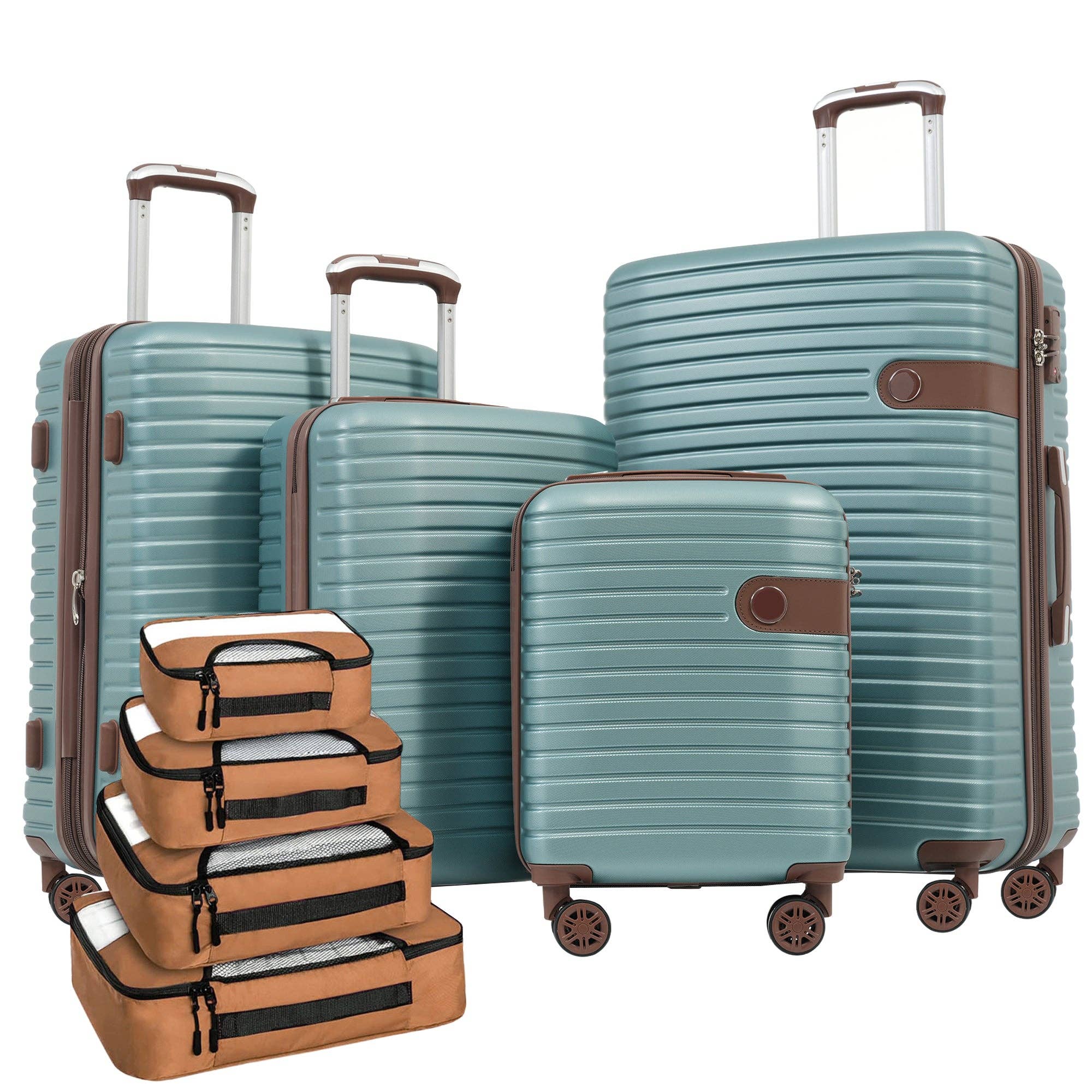 39F Inc. - Wholesale Luggage - 4-Piece Blue ABS Luggage Set (16/20/24/28") w/TSA Lock0