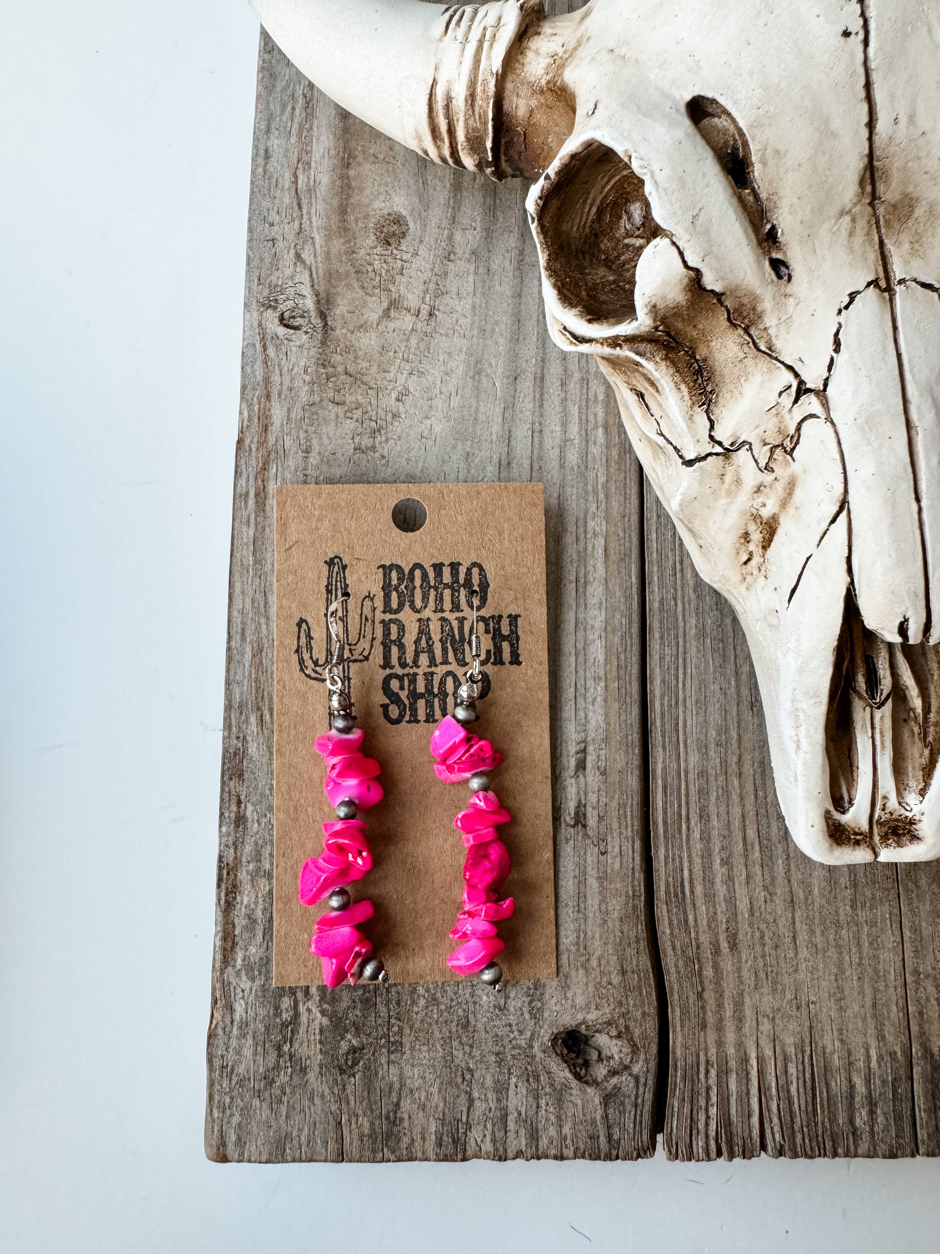 Boho Ranch Shop - Vente Boucles d'oreilles pendantes - Boucles d'oreilles en pierre de puce occidentale Boucle d'oreille1