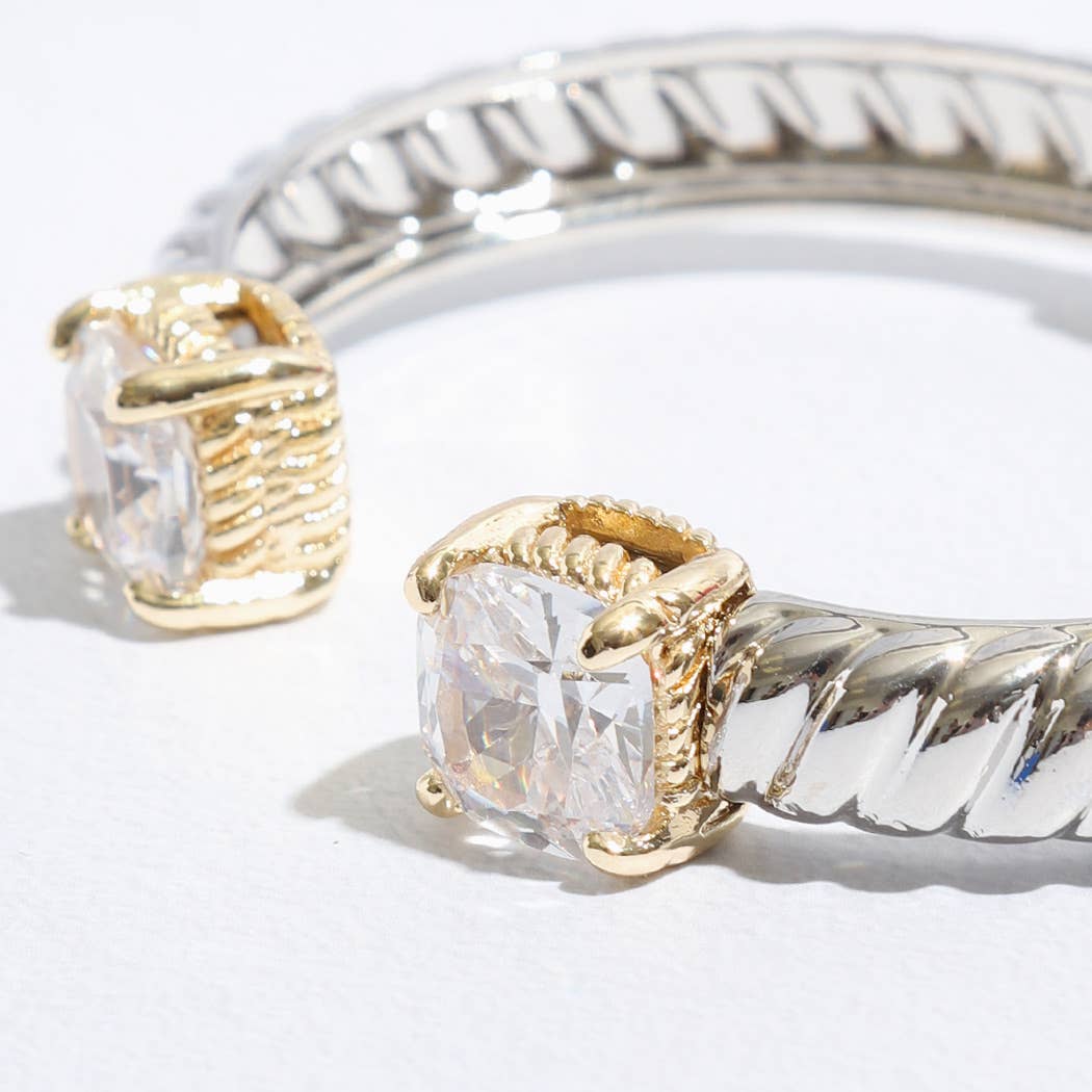 Fashion City - Wholesale Cuff Bracelet - Colored Square Rhinestone Edge Bangle Bracelet11