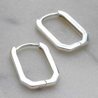 Pendientes de aro articulados en ángulo Bria para venta al por mayor de Kali Ma Designs - Sterling Silver Jewellery