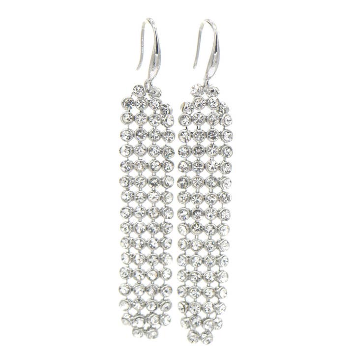Amy and Annette - Wholesale Dangle Earrings - Mesh Crystal Drop and Dangle Earrings in 14K White Gold
