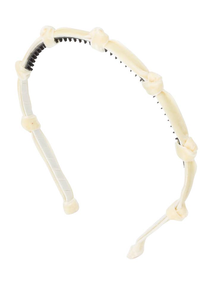 Rosenknospen-Stirnband - Elfenbeinfarbener Samt für den Großhandel von Project 6 NY Kids