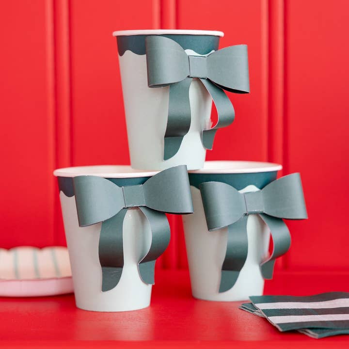 My Mind’s Eye - Wholesale Disposable Cup - BOW1108 - Mint and Green Bow Paper Cups5