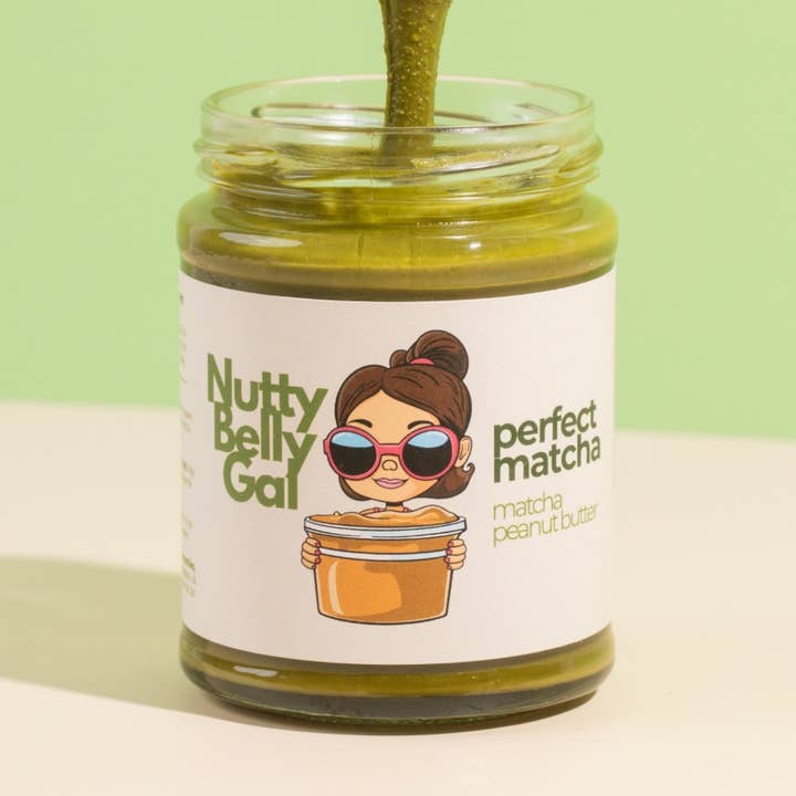Perfect Matcha: Matcha Peanut Butter for wholesale by Nutty Belly Gal