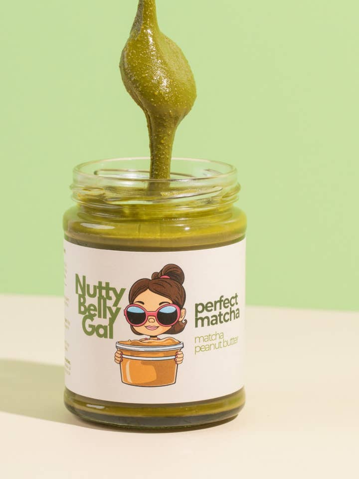 Perfect Matcha: Matcha Peanut Butter for wholesale by Nutty Belly Gal